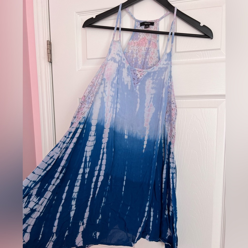 Raviya tie dye print beach cover up dress